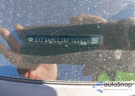 2022 Toyota Corolla Se из США, поврежденный, VIN 5YFS4MCE3NP105625